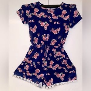 Girls Navy Floral Romper; BUTTERY SOFT & only worn once!! Size 7/8